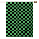 Green And Black Checkered Pattern Print House Flag