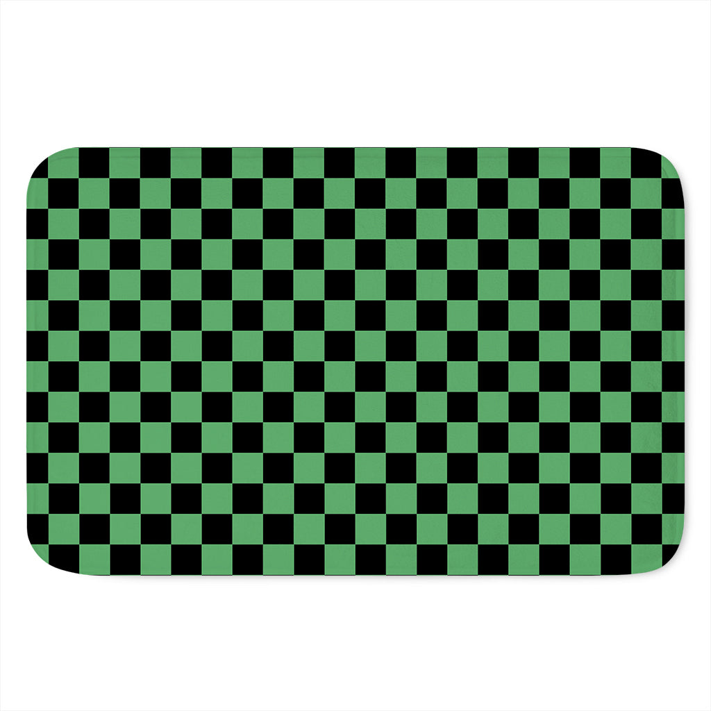 Green And Black Checkered Pattern Print Indoor Door Mat