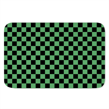 Green And Black Checkered Pattern Print Indoor Door Mat