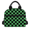 Green And Black Checkered Pattern Print Insulated Lunch Bag