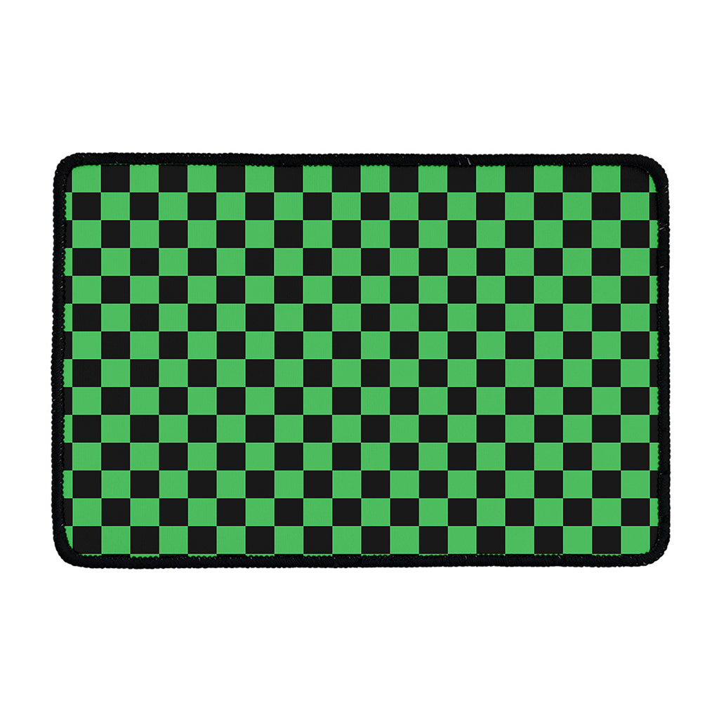 Green And Black Checkered Pattern Print Kitchen Mat