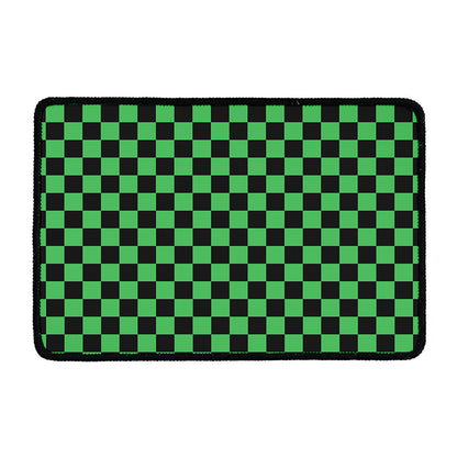 Green And Black Checkered Pattern Print Kitchen Mat