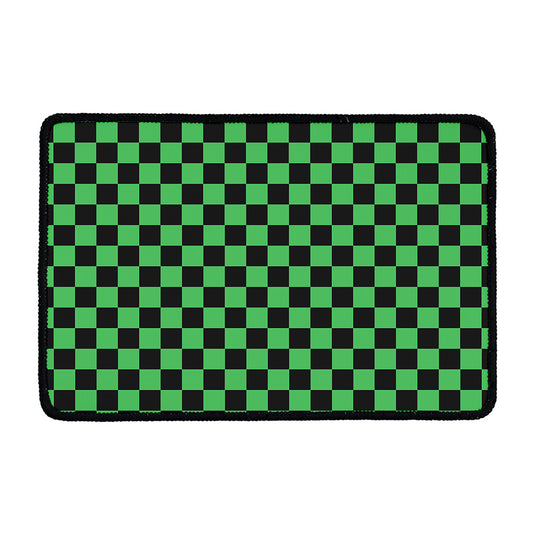 Green And Black Checkered Pattern Print Kitchen Mat