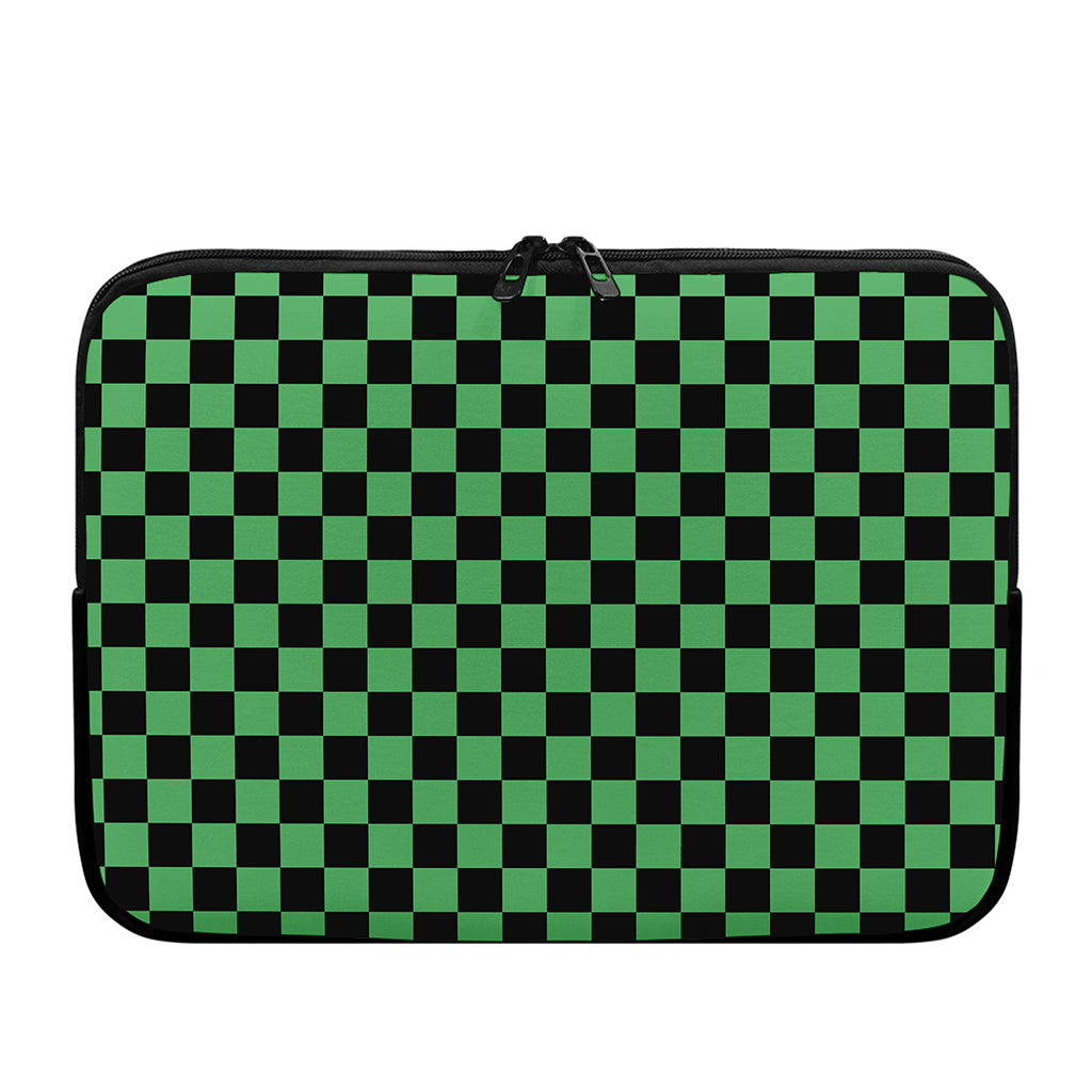 Green And Black Checkered Pattern Print Laptop Sleeve