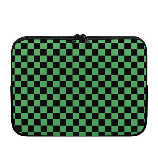 Green And Black Checkered Pattern Print Laptop Sleeve