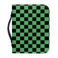 Green And Black Checkered Pattern Print Leather Bible Cover