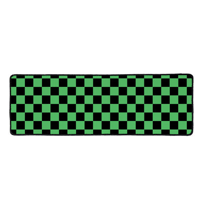 Green And Black Checkered Pattern Print Long Kitchen Mat