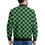 Green And Black Checkered Pattern Print Men's Bomber Jacket