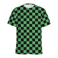 Green And Black Checkered Pattern Print Men's Athletic T-Shirt