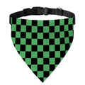 Green And Black Checkered Pattern Print Over The Collar Dog Bandana