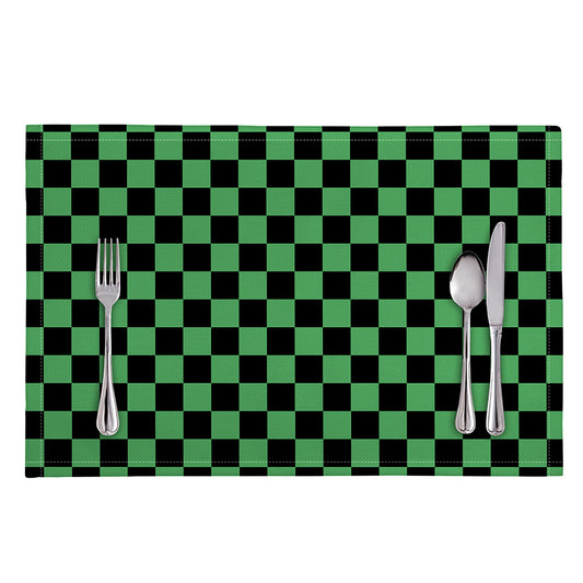 Green And Black Checkered Pattern Print Placemat