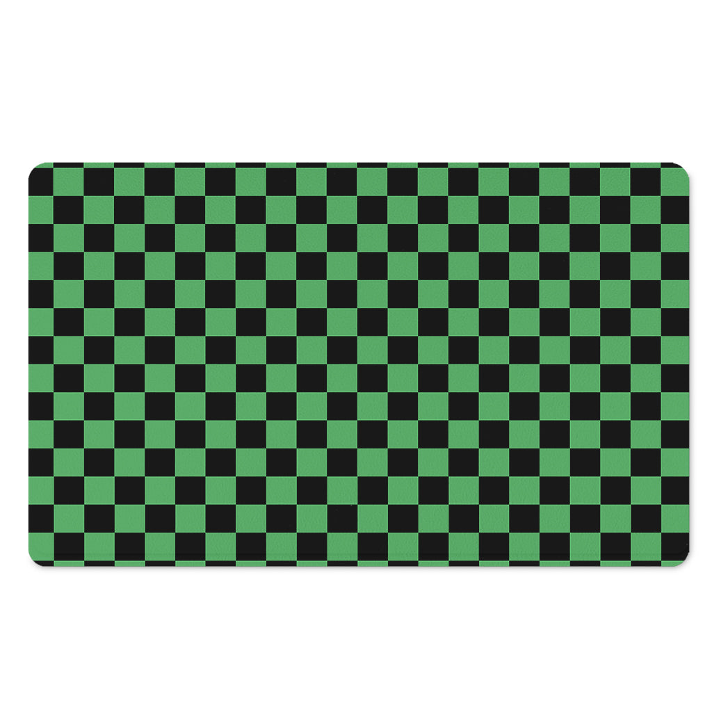 Green And Black Checkered Pattern Print Polyester Doormat
