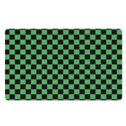 Green And Black Checkered Pattern Print Polyester Doormat