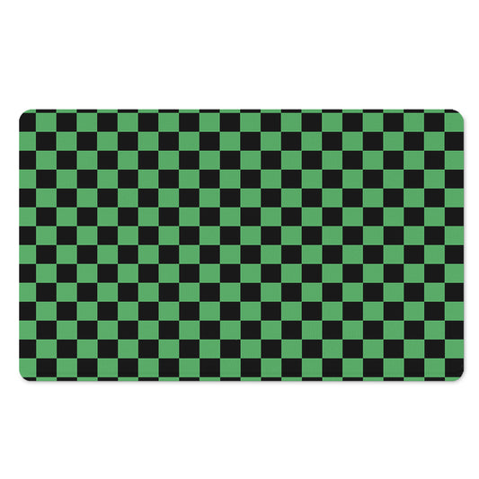 Green And Black Checkered Pattern Print Polyester Doormat