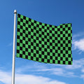 Green And Black Checkered Pattern Print Polyester Flag