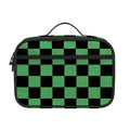 Green And Black Checkered Pattern Print Portable Lunch Bag