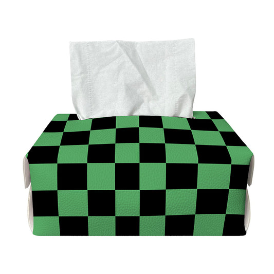 Green And Black Checkered Pattern Print Rectangle Tissue Box Cover