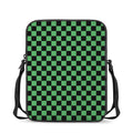 Green And Black Checkered Pattern Print Rectangular Crossbody Bag