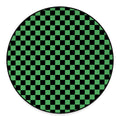 Green And Black Checkered Pattern Print Round Floor Mat