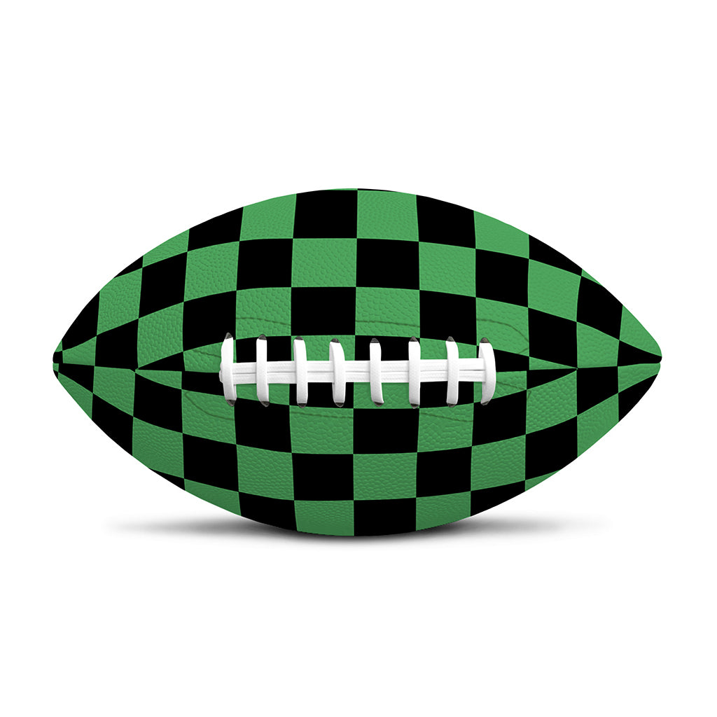 Green And Black Checkered Pattern Print Rugby Ball