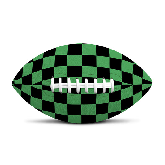 Green And Black Checkered Pattern Print Rugby Ball