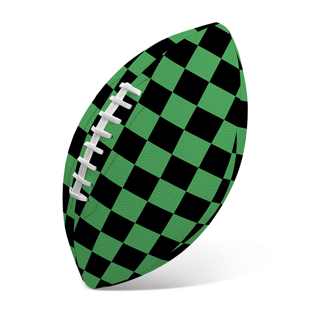 Green And Black Checkered Pattern Print Rugby Ball