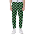 Green And Black Checkered Pattern Print Joggers