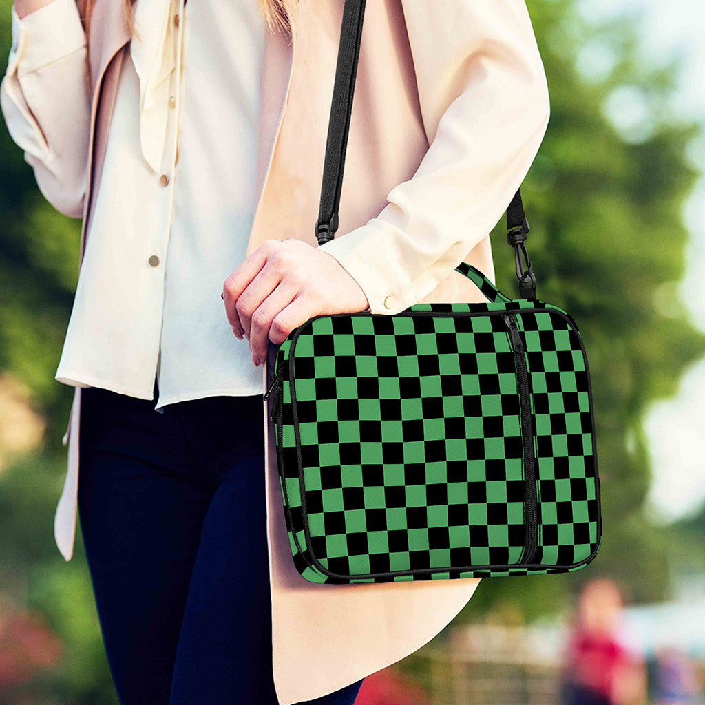 Green And Black Checkered Pattern Print Shoulder Strap Bible Bag