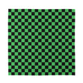 Green And Black Checkered Pattern Print Silk Bandana