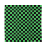 Green And Black Checkered Pattern Print Silk Bandana