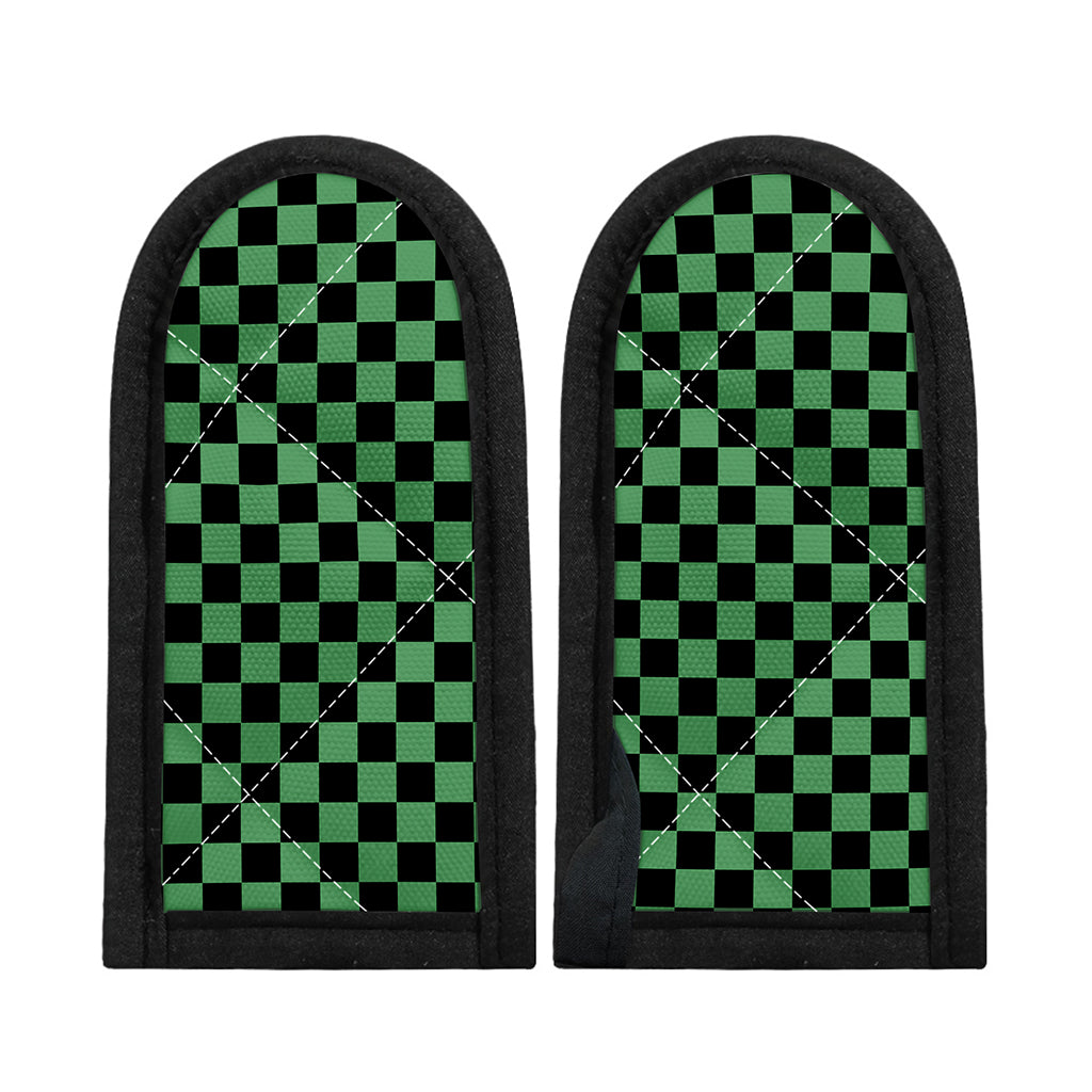 Green And Black Checkered Pattern Print Skillet Handle Cover