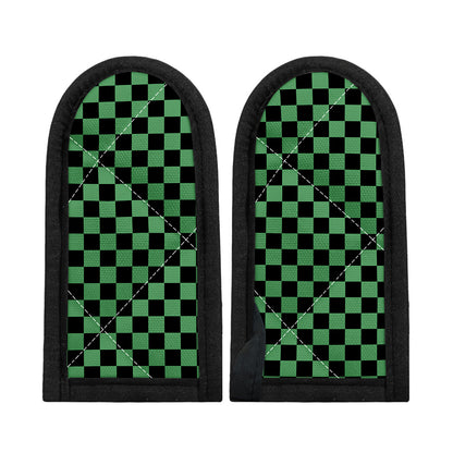 Green And Black Checkered Pattern Print Skillet Handle Cover
