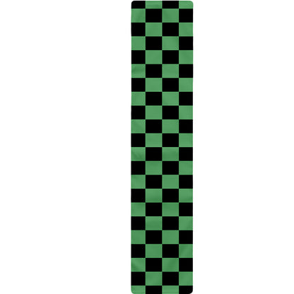 Green And Black Checkered Pattern Print Table Runner