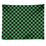 Green And Black Checkered Pattern Print Tapestry