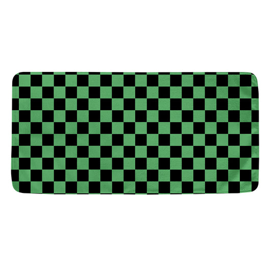 Green And Black Checkered Pattern Print Towel