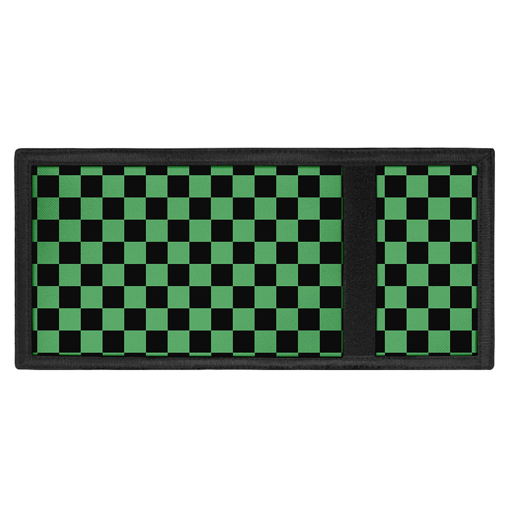 Green And Black Checkered Pattern Print Trifold Wallet