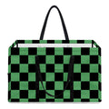 Green And Black Checkered Pattern Print Utility Tote Bag