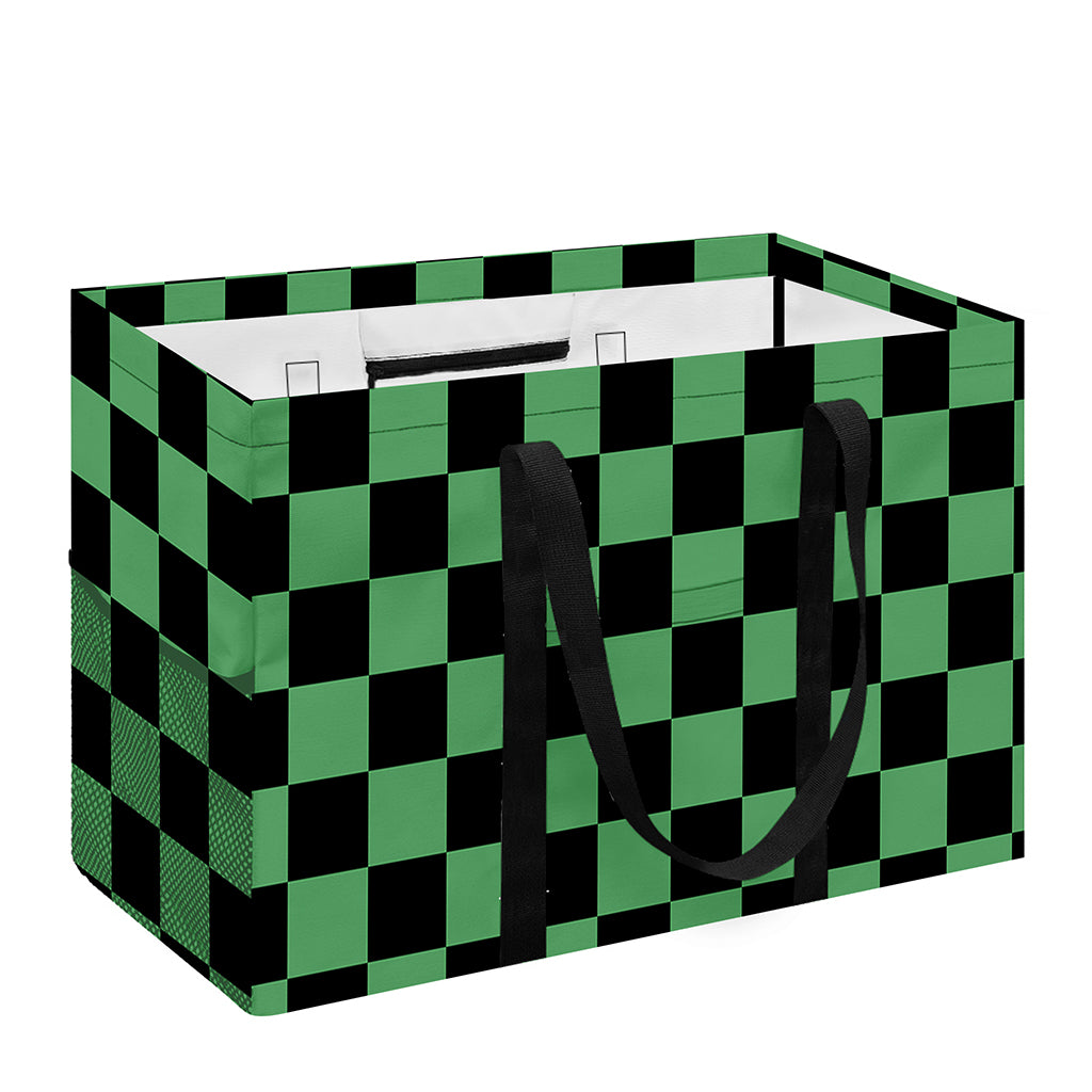 Green And Black Checkered Pattern Print Utility Tote Bag