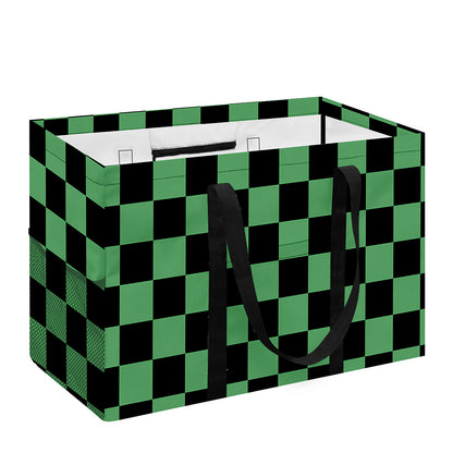 Green And Black Checkered Pattern Print Utility Tote Bag