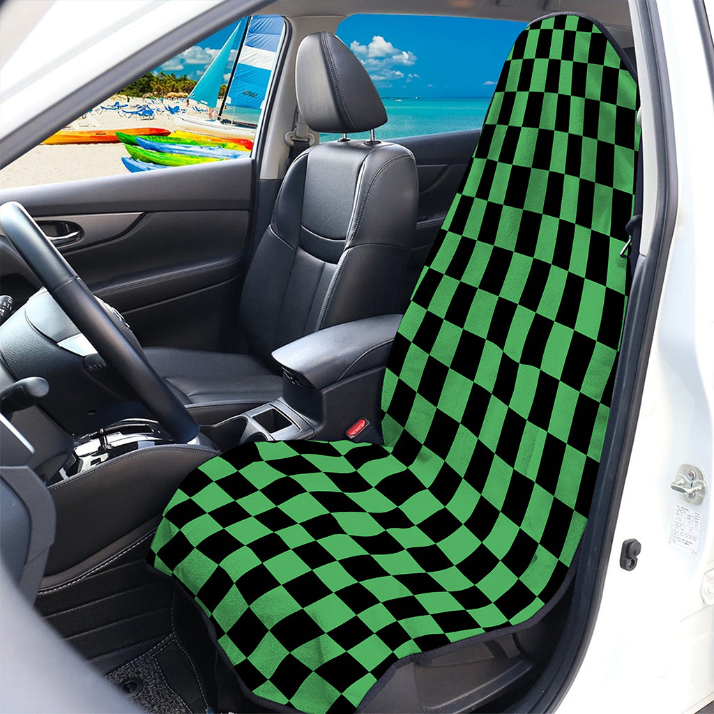 Green And Black Checkered Pattern Print Waterproof Car Seat Cover