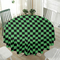 Green And Black Checkered Pattern Print Waterproof Round Tablecloth
