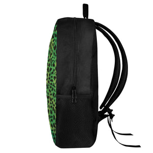 Green And Black Cheetah Print 17 Inch Backpack