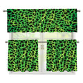 Green And Black Cheetah Print 3 Piece Kitchen Curtains