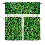 Green And Black Cheetah Print 3 Piece Kitchen Curtains
