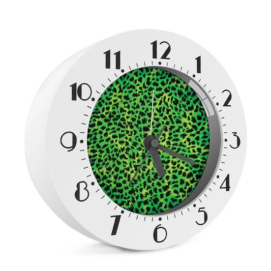 Green And Black Cheetah Print Alarm Clock