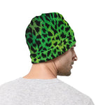 Green And Black Cheetah Print Beanie