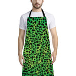 Green And Black Cheetah Print Bib Apron With Pocket