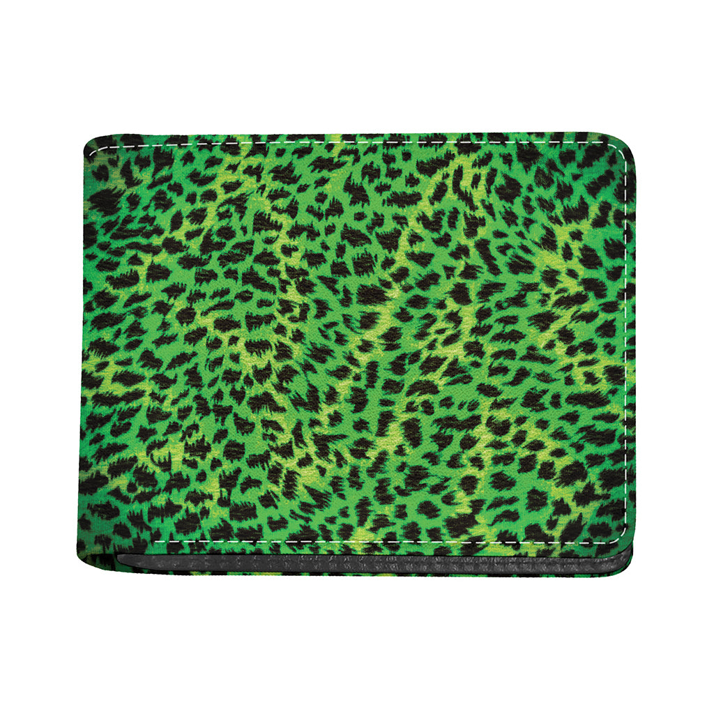 Green And Black Cheetah Print Bifold Wallet