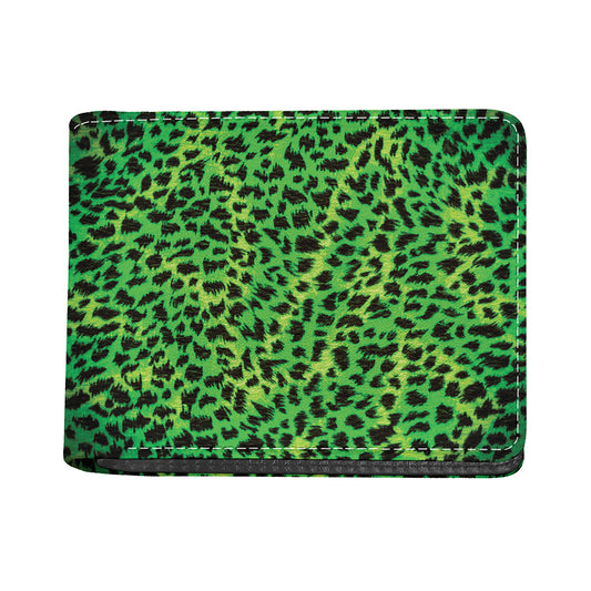 Green And Black Cheetah Print Bifold Wallet
