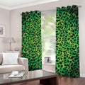 Green And Black Cheetah Print Dimout Grommet Curtains